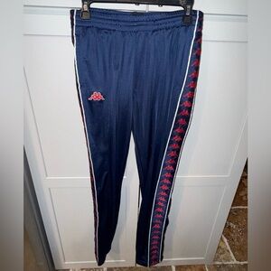 Kappa Navy Logo Tape Track Pants Red Stripe | Sz Medium | 💙❤️EUC
